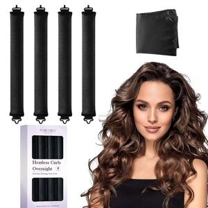 Black Heatless Hair Curlers
